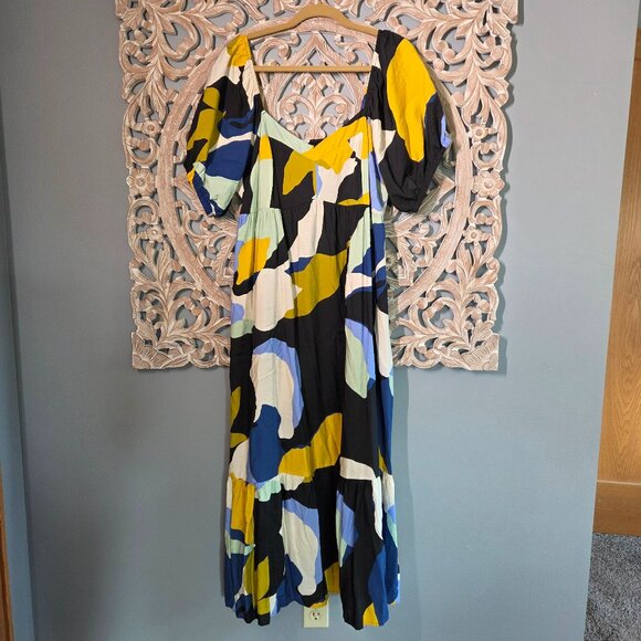 Nine West Dresses & Skirts - Nine West Multicolor Abstract Baby Doll Maxi Dress XXL